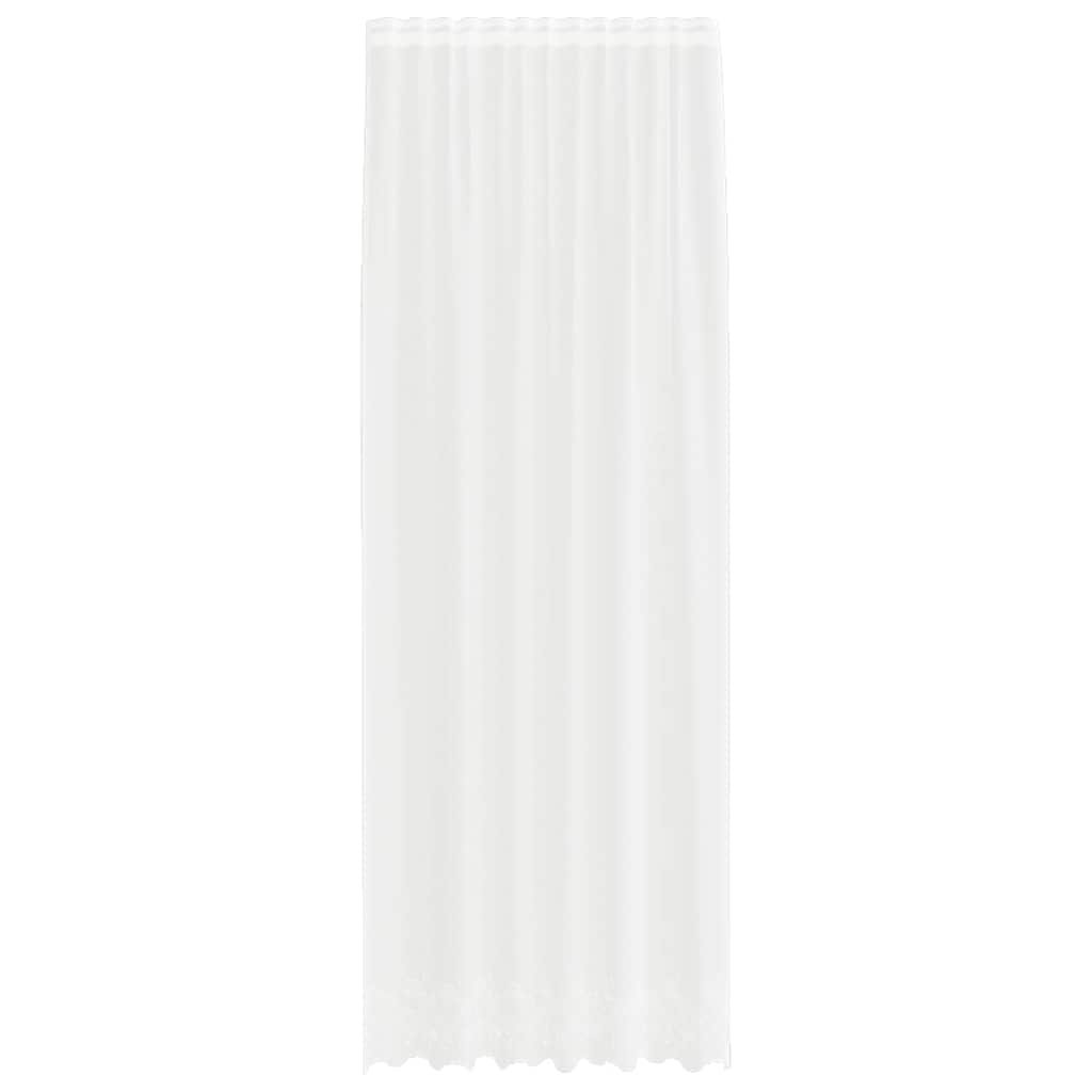 Lace Curtain with Curtains White 150x300cm Polyester